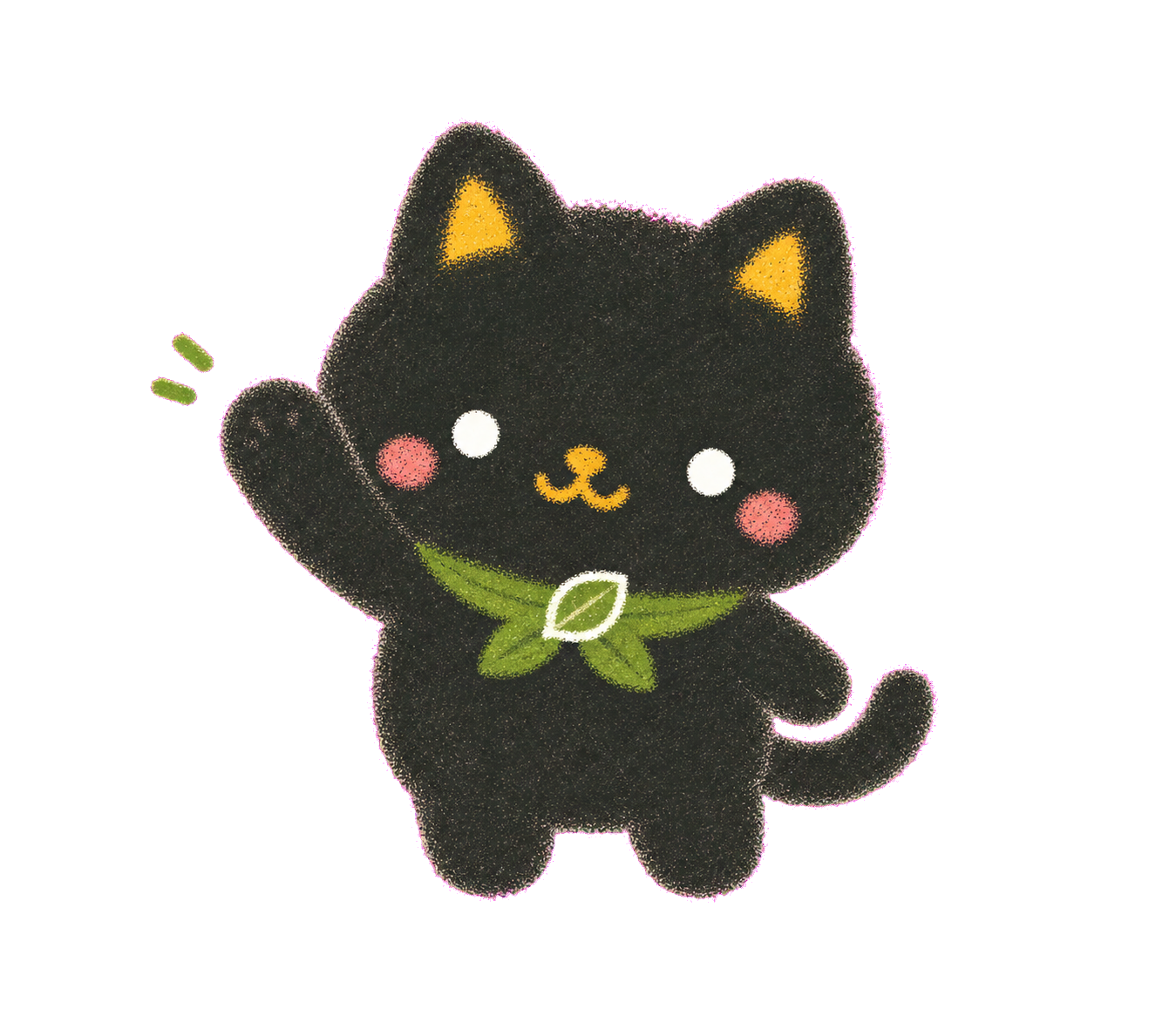 担当者カードに手をかける黒いキャラクター